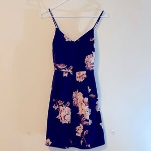 Blue flowered spaghetti strap sun dress